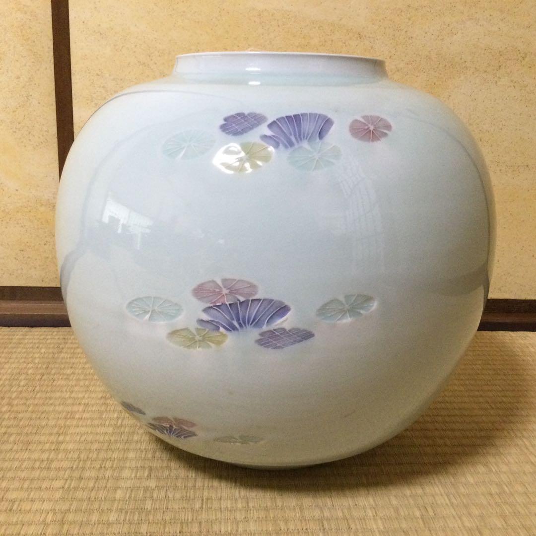 砥部焼 大花瓶 松田哲山作 花器 高さ33.5cm 供箱 L274