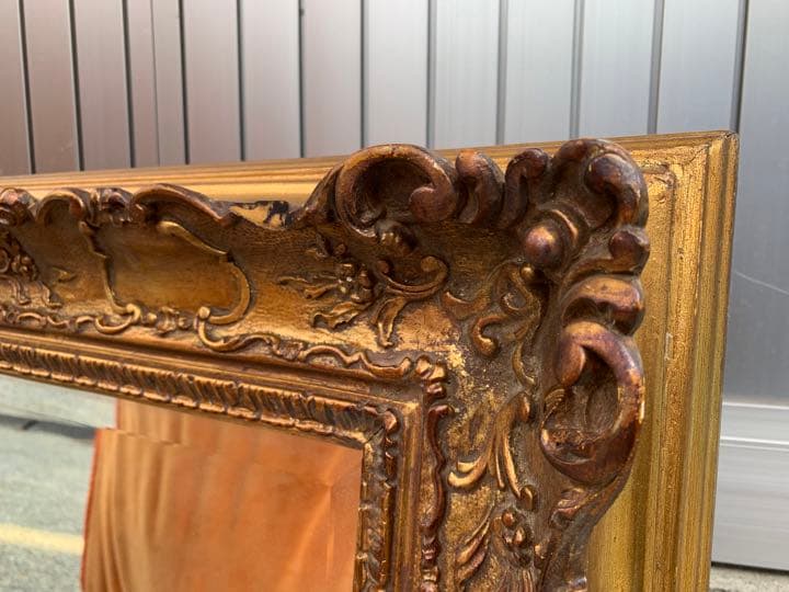 イタリア製　アンティーク　レトロ　ゴールド　壁掛け　ミラー　鏡　姿見　店舗什器