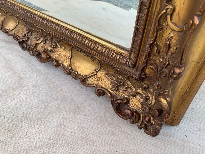 イタリア製　アンティーク　レトロ　ゴールド　壁掛け　ミラー　鏡　姿見　店舗什器