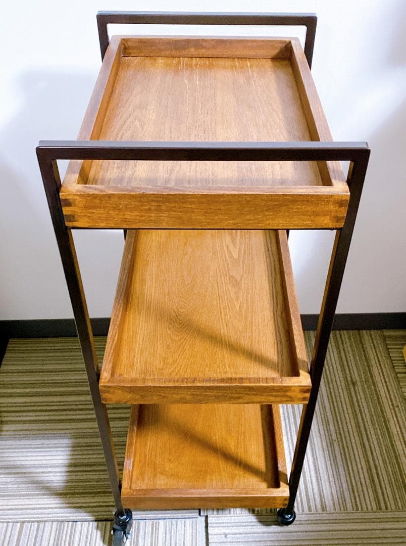 セブンエステ エイジングウッドワゴ3段 キャスター付 ダークブラウン