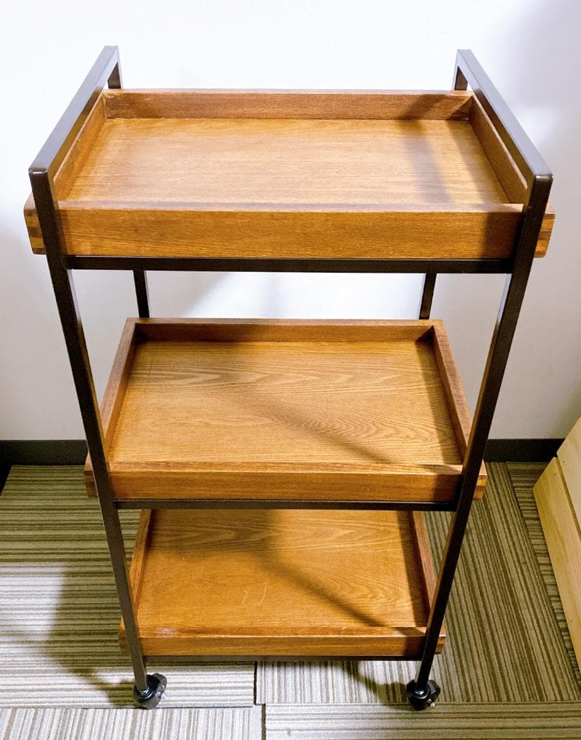 セブンエステ エイジングウッドワゴ3段 キャスター付 ダークブラウン