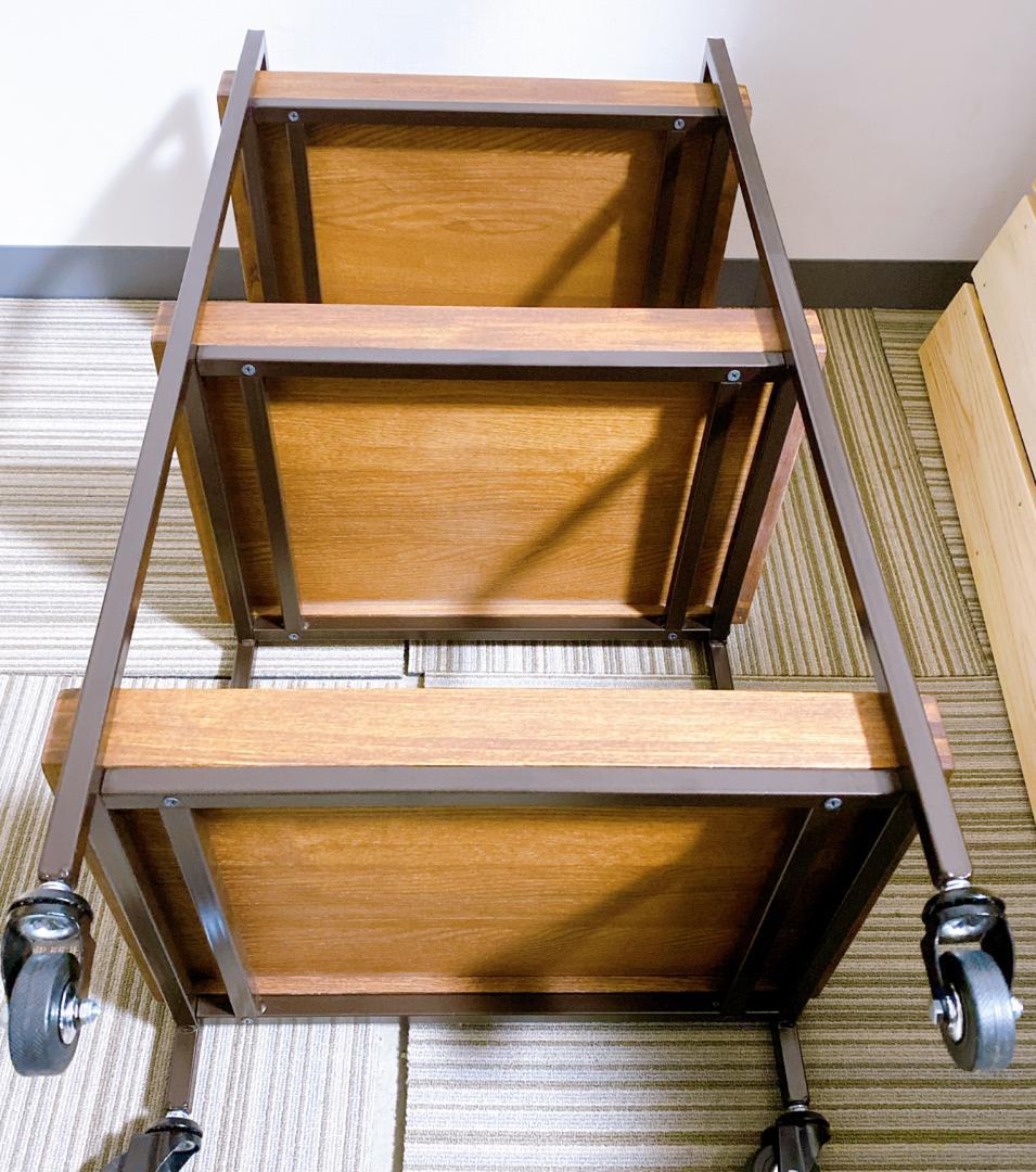 セブンエステ エイジングウッドワゴ3段 キャスター付 ダークブラウン