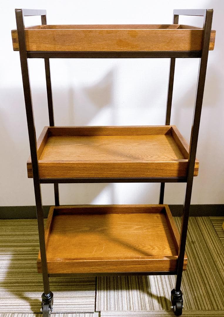 セブンエステ エイジングウッドワゴ3段 キャスター付 ダークブラウン