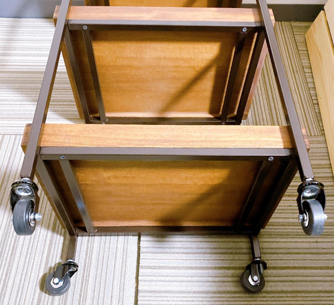 セブンエステ エイジングウッドワゴ3段 キャスター付 ダークブラウン