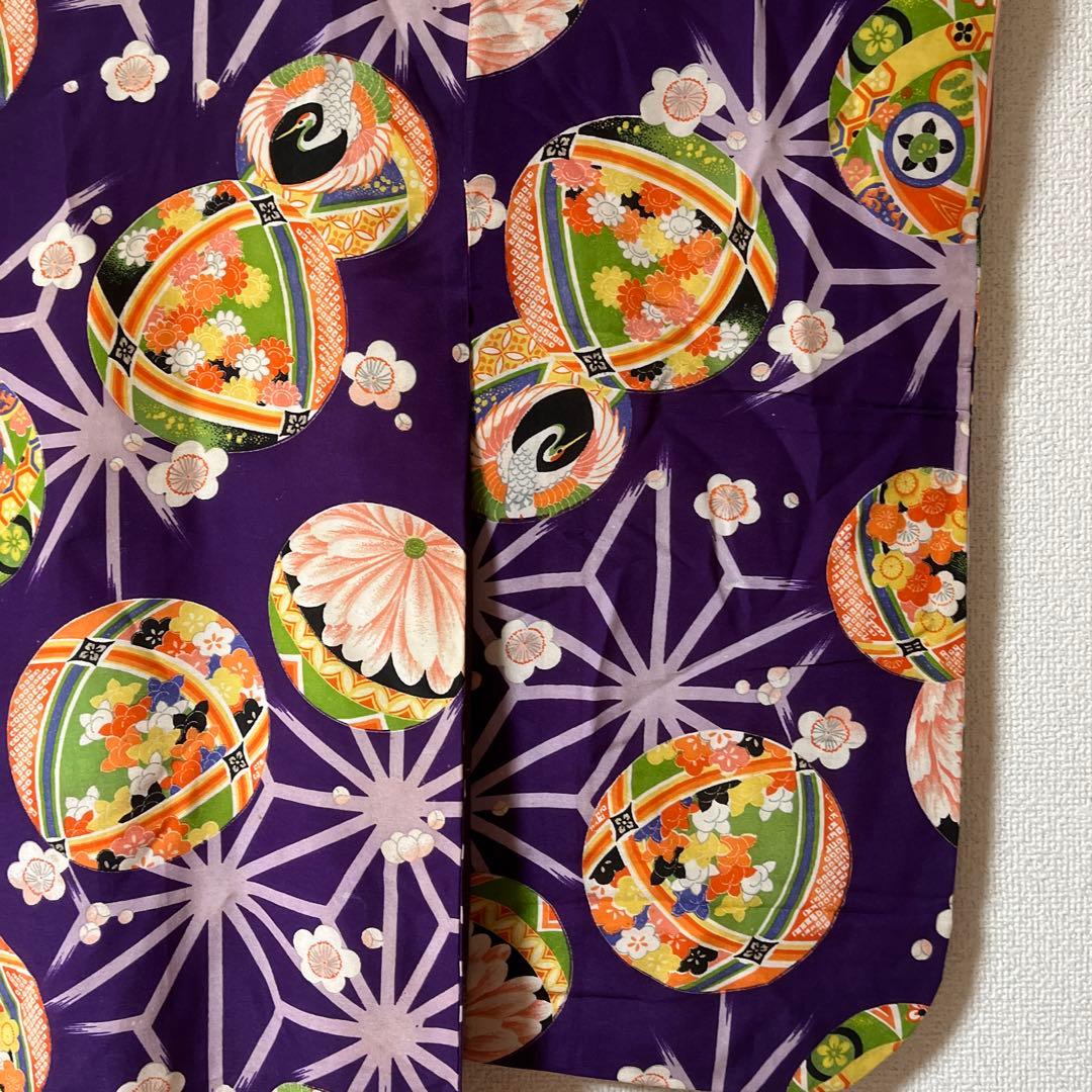 七五三　3歳　被布　着物　紫　かのこ　レトロ　アンティーク