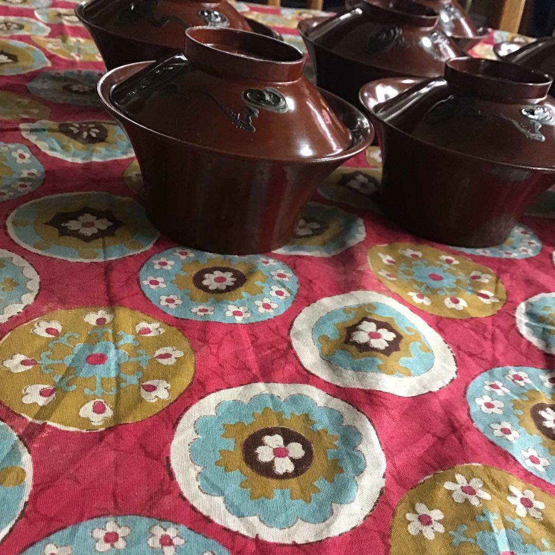 骨董　古民具　作家物　芦竹　蒔絵　漆器　椀　９個