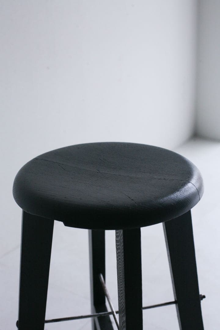 丸スツール　ケヤキ材　無垢材　古家具　ダイニングチェア　丸椅子