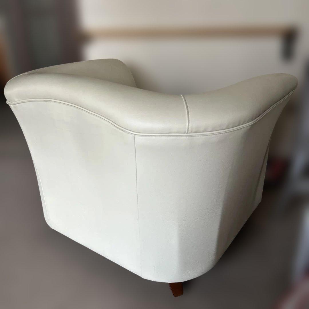 ホワイト 合成皮革 1人掛けソファ