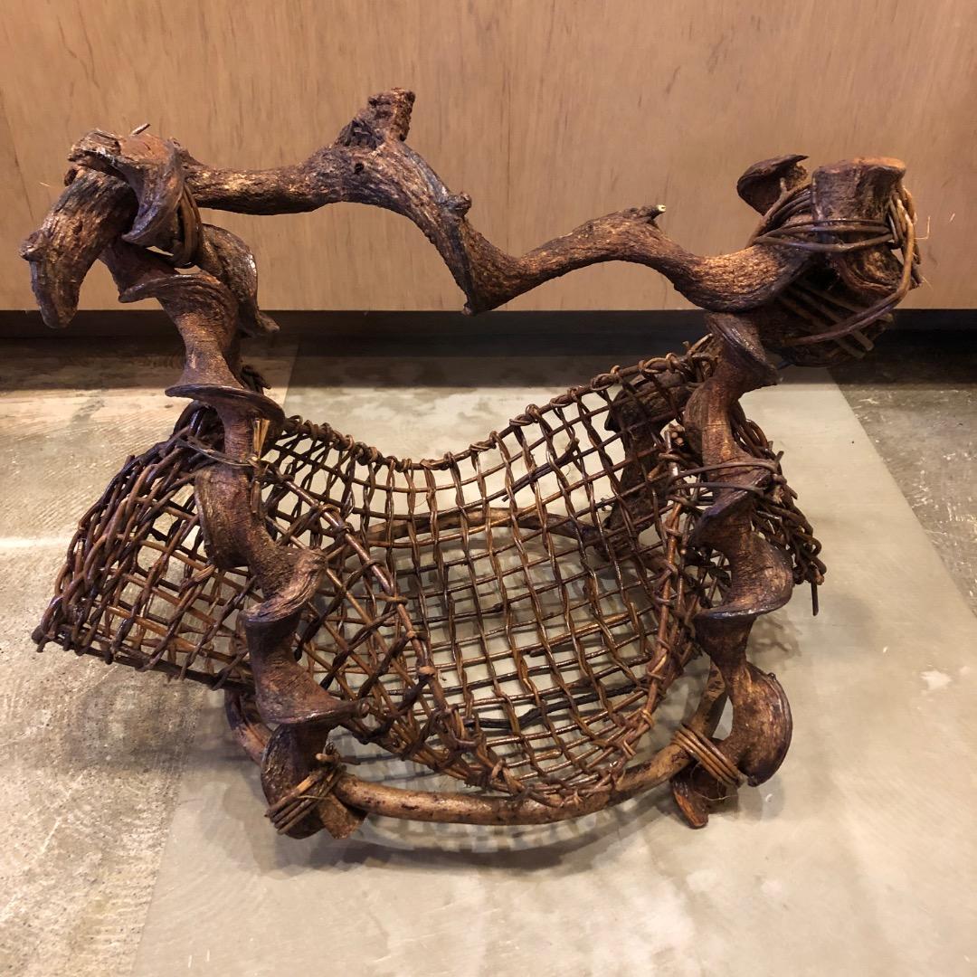 あけび蔓　流木　蔓籠　カゴ　インテリア　木製トレイ　バスケット　小物入　天然木