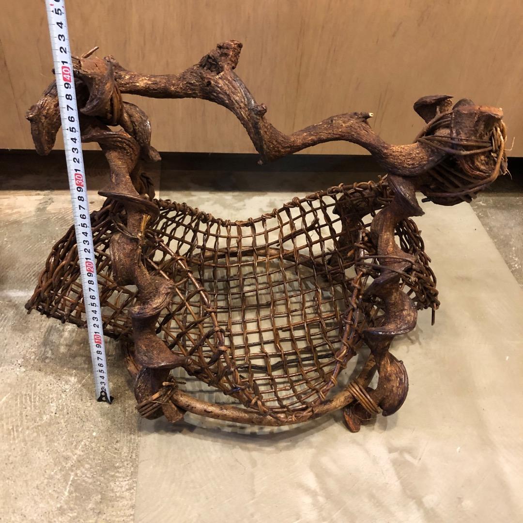 あけび蔓　流木　蔓籠　カゴ　インテリア　木製トレイ　バスケット　小物入　天然木