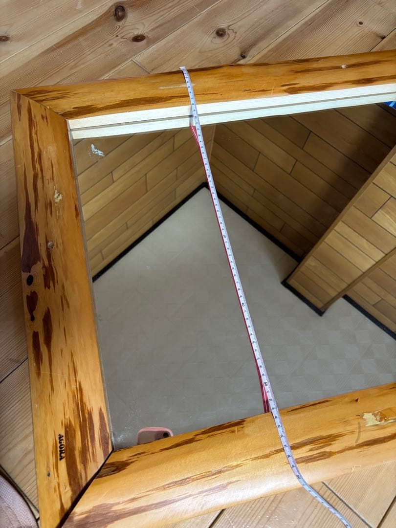 壁掛け鏡 天然木 アンティーク ヴィンテージ 一点物