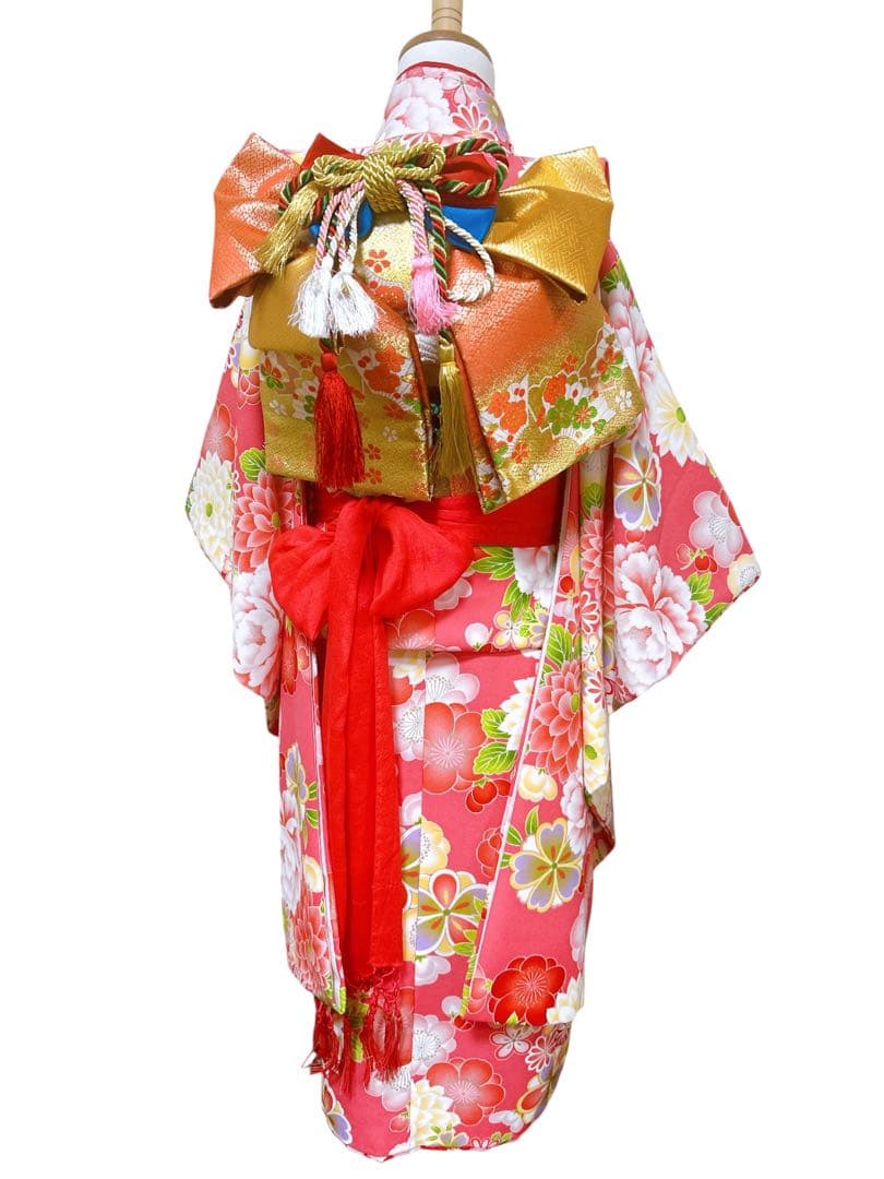 式部浪漫ブランド着物♡七五三　7歳　女の子　フルセット　一式　ピンク系　ゴールド