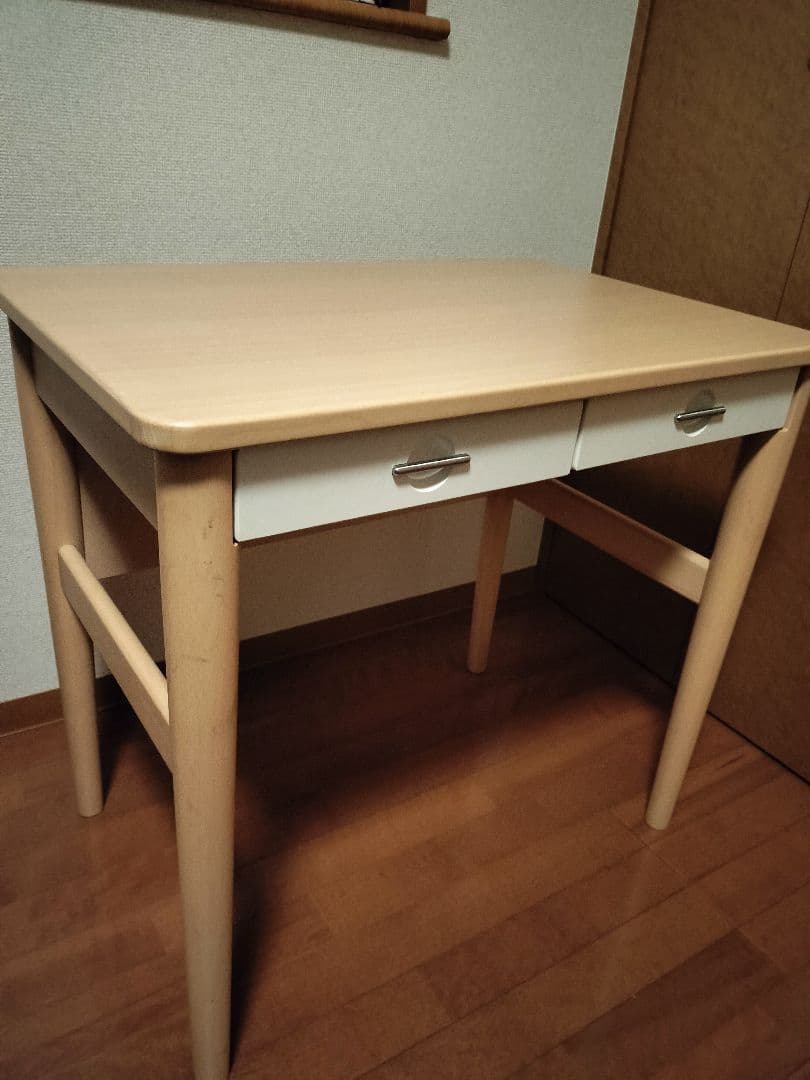 コイズミ　ナチュラル木製　引き出し2つ付き　テーブル　学習机