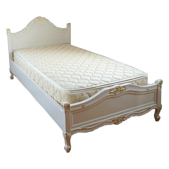 値下げしました！マットレス付 ロココ調 白 金箔仕上 セミダブルベッド