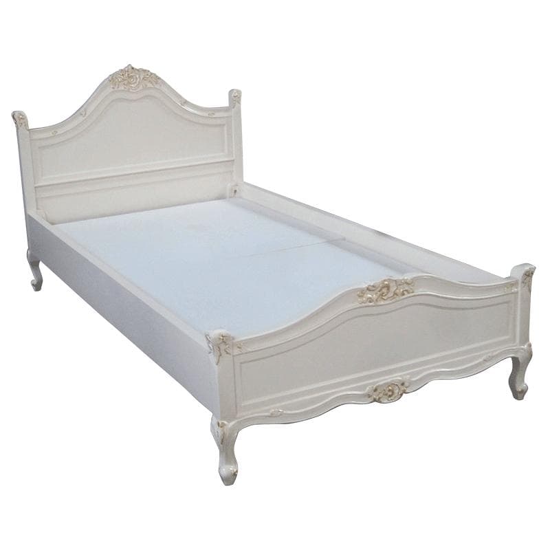 値下げしました！マットレス付 ロココ調 白 金箔仕上 セミダブルベッド