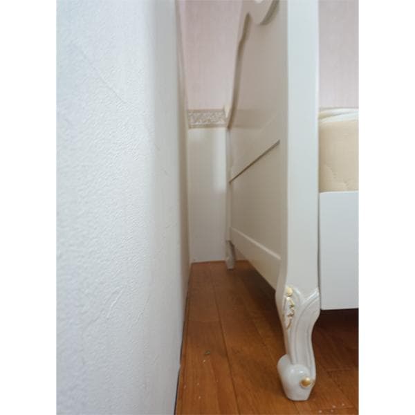 値下げしました！マットレス付 ロココ調 白 金箔仕上 セミダブルベッド