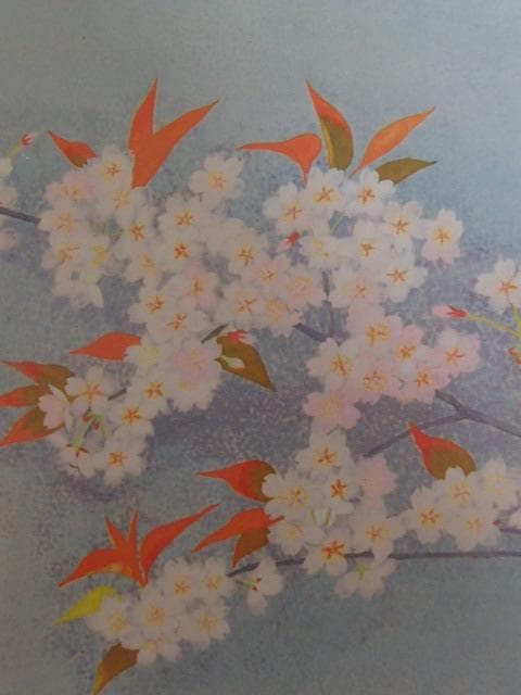 濱田台児、【桜】、希少な大判額装用画集より、美品、日本人画家、新品額装付