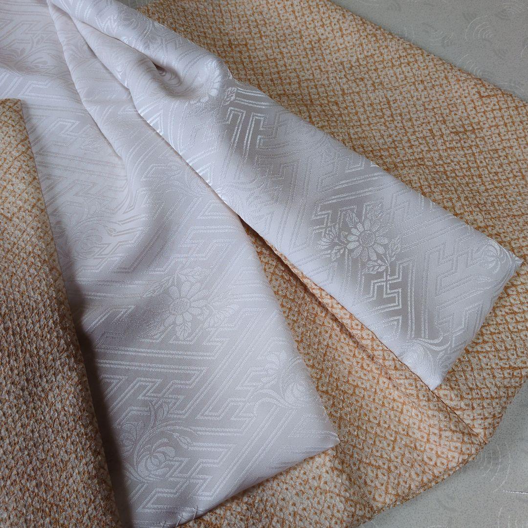 七五三３歳正絹総絞り手縫いの被布（淡いサーモンオレンジ）中綿無し