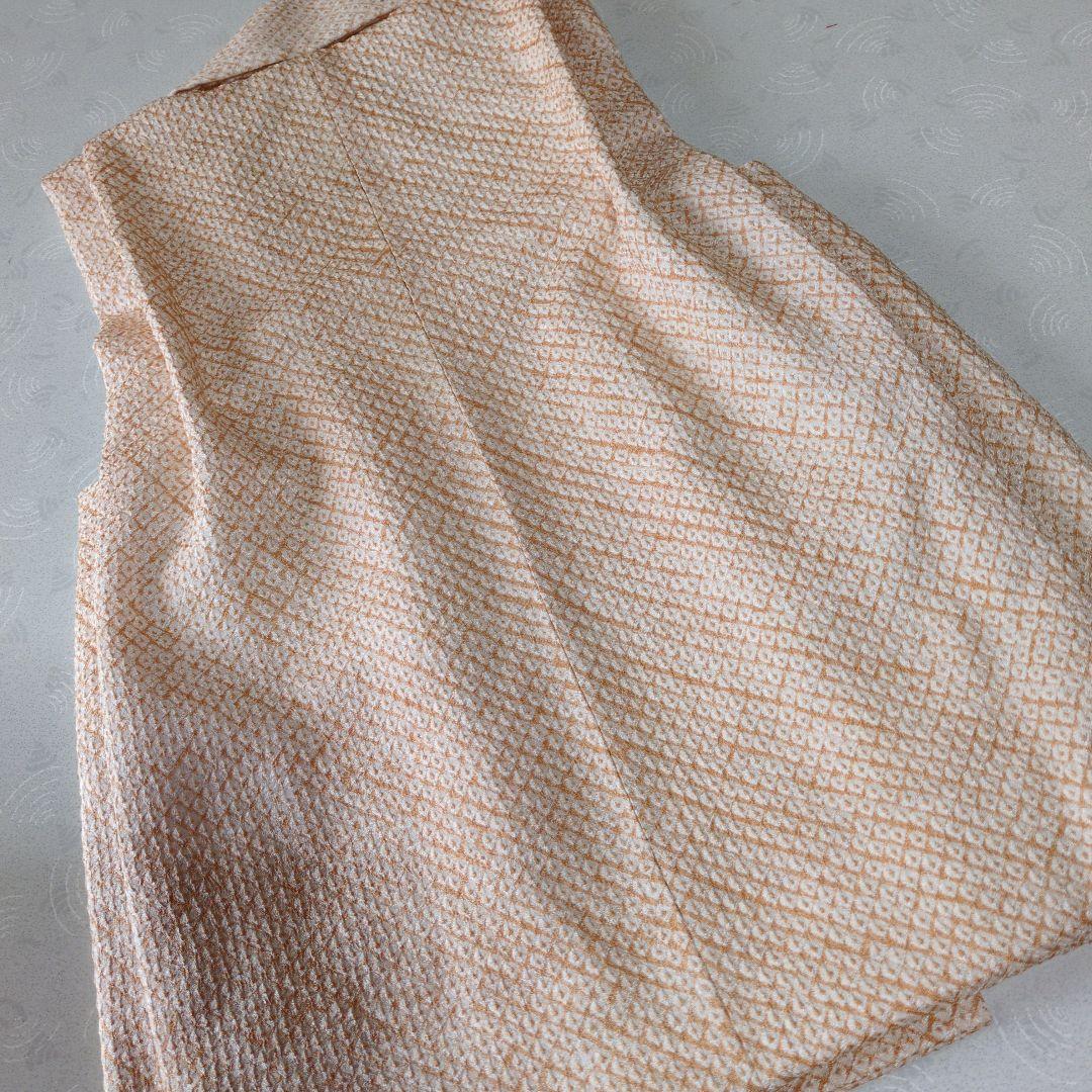 七五三３歳正絹総絞り手縫いの被布（淡いサーモンオレンジ）中綿無し