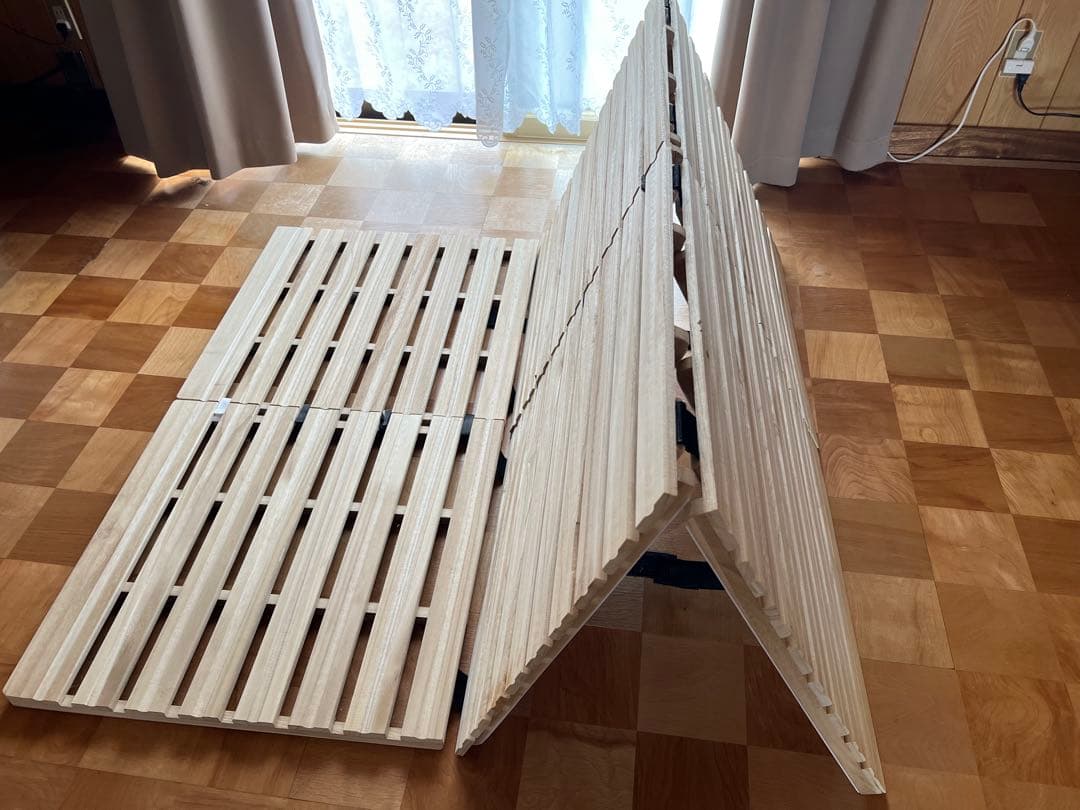 桐製折りたたみすのこベッドSD