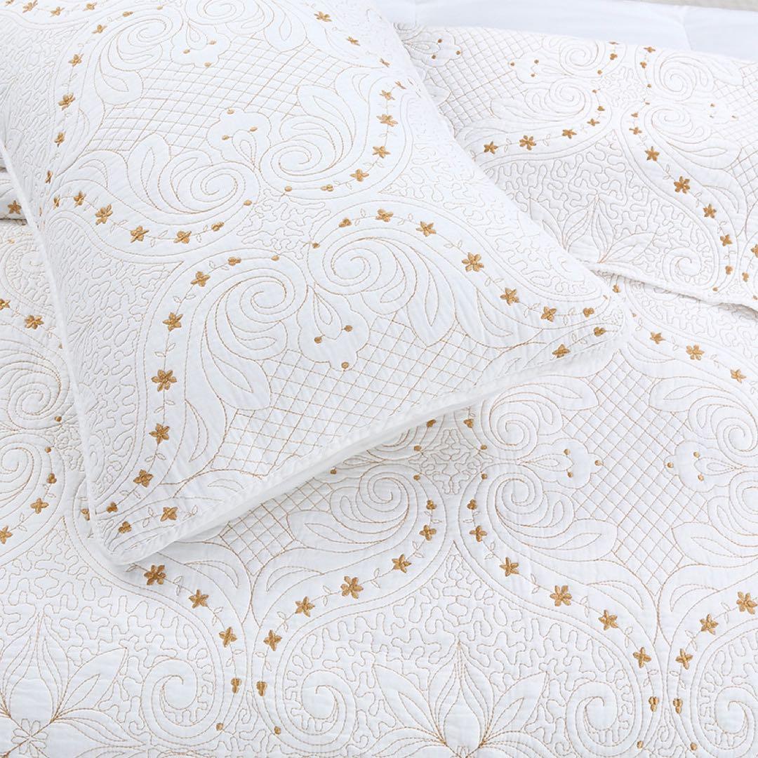 キルトベッドカバー3点セット綿マルチカバー キルティング 011