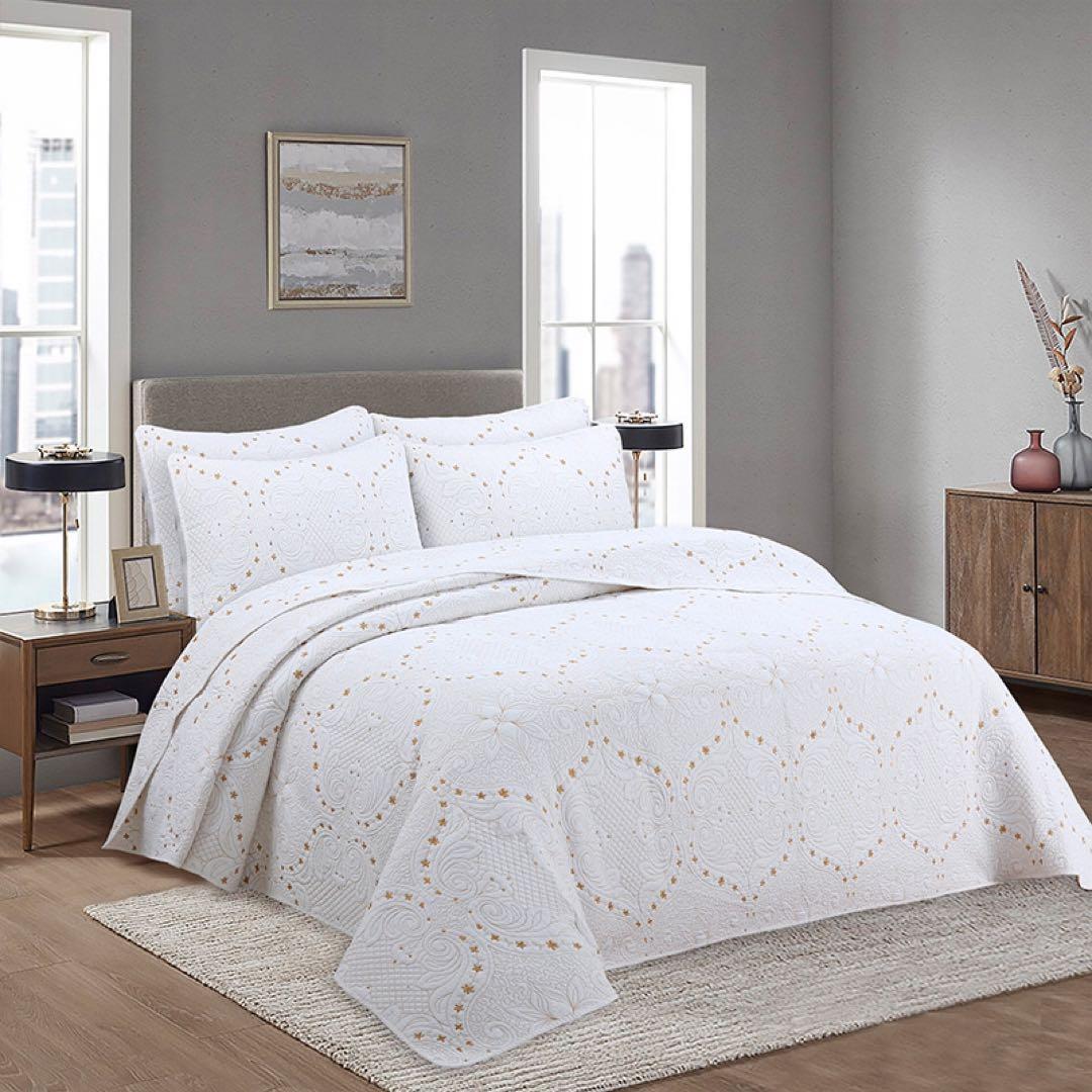 キルトベッドカバー3点セット綿マルチカバー キルティング 011