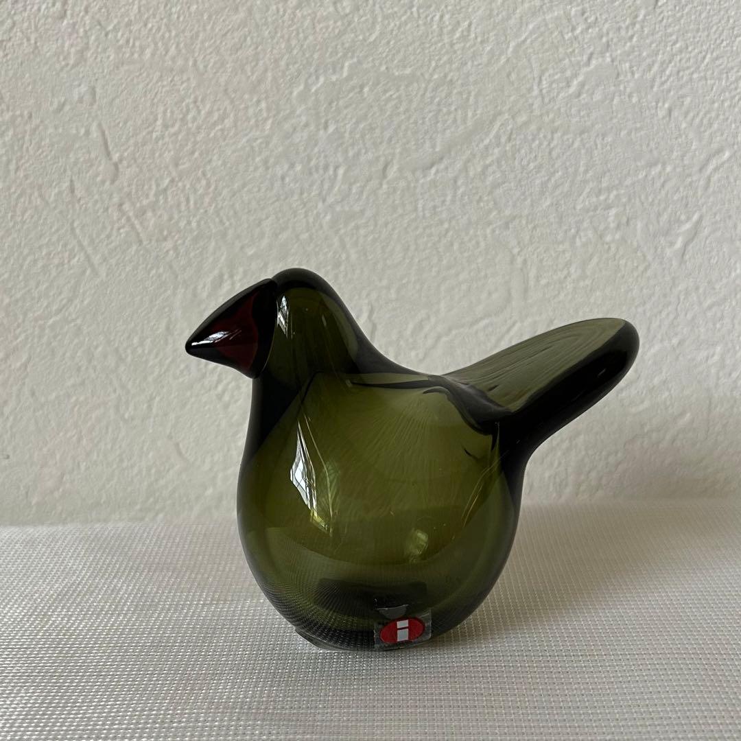オイバ・トイッカ ガラスの鳥 シエッポ Sieppo モスグリーン