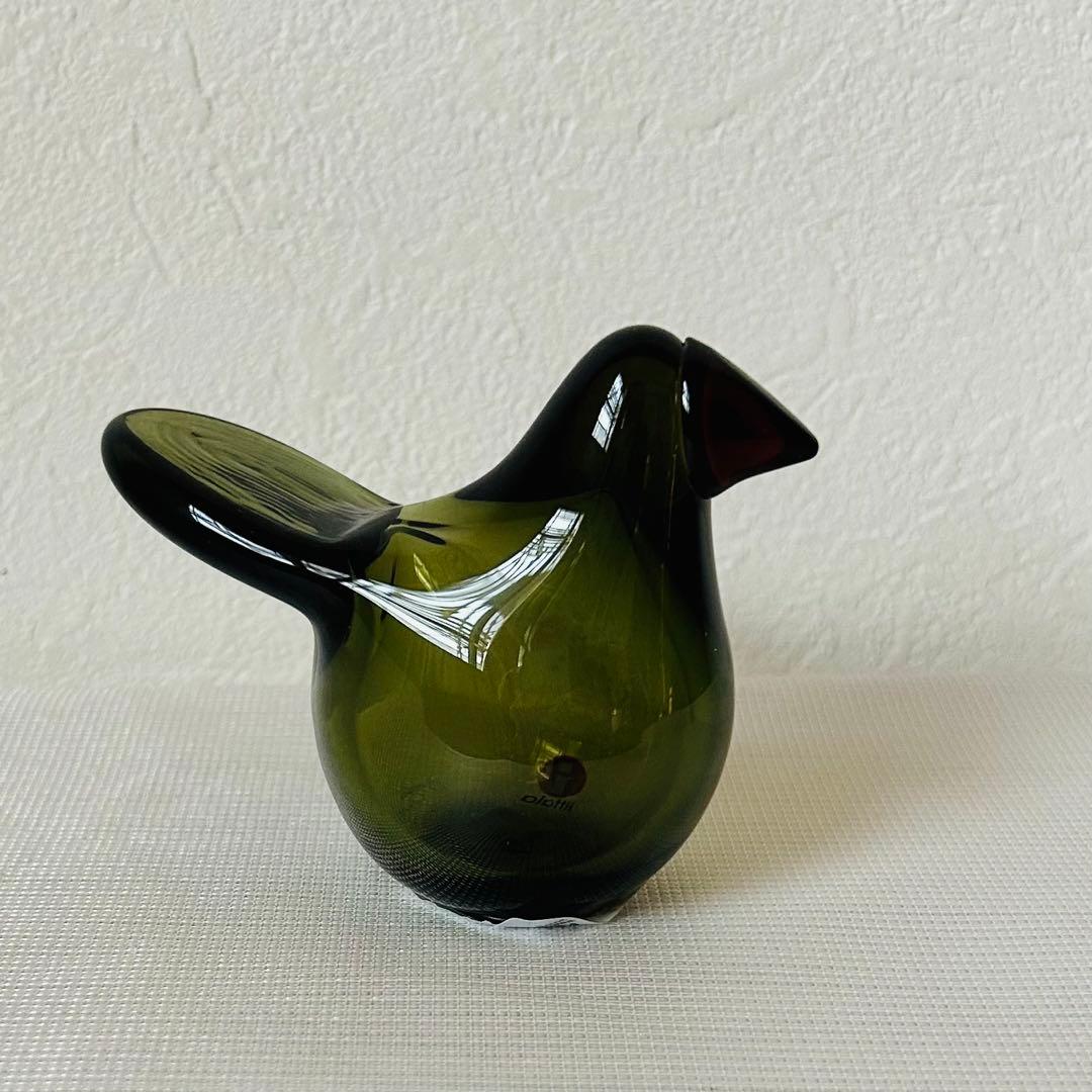 オイバ・トイッカ ガラスの鳥 シエッポ Sieppo モスグリーン