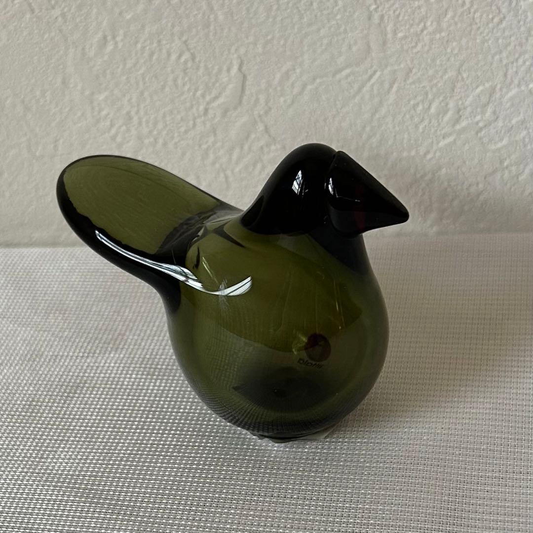 オイバ・トイッカ ガラスの鳥 シエッポ Sieppo モスグリーン