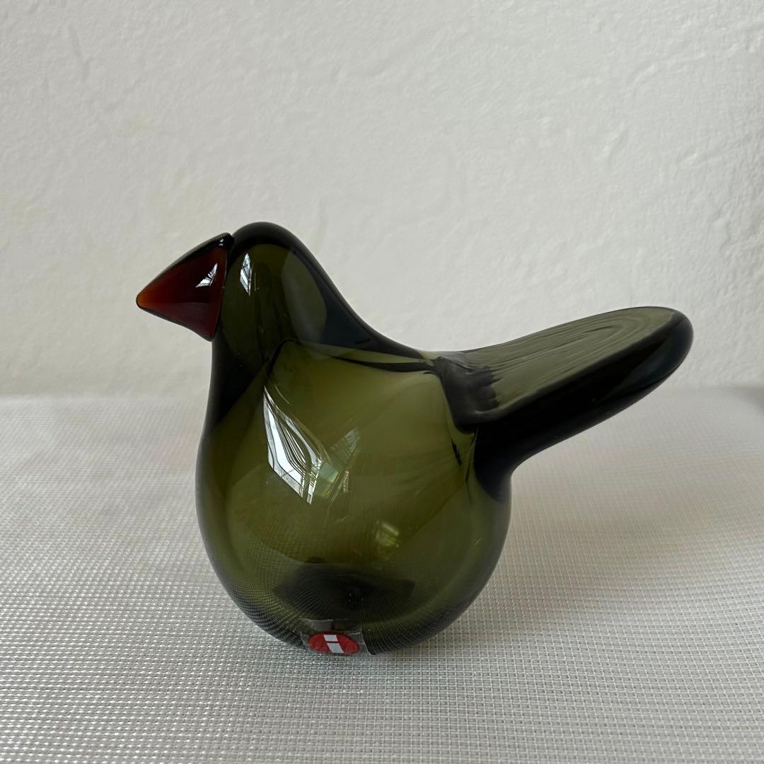 オイバ・トイッカ ガラスの鳥 シエッポ Sieppo モスグリーン