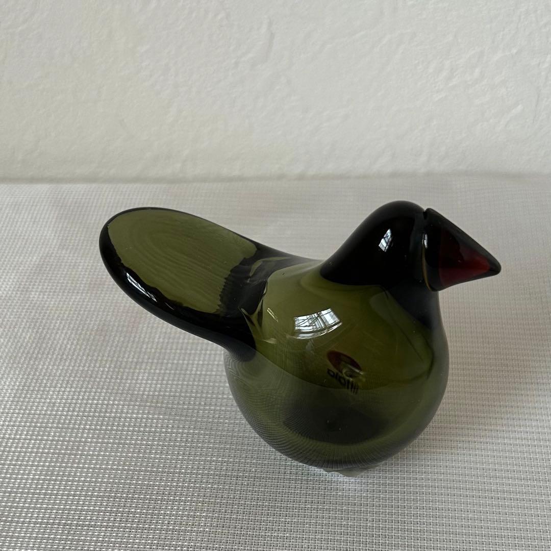 オイバ・トイッカ ガラスの鳥 シエッポ Sieppo モスグリーン
