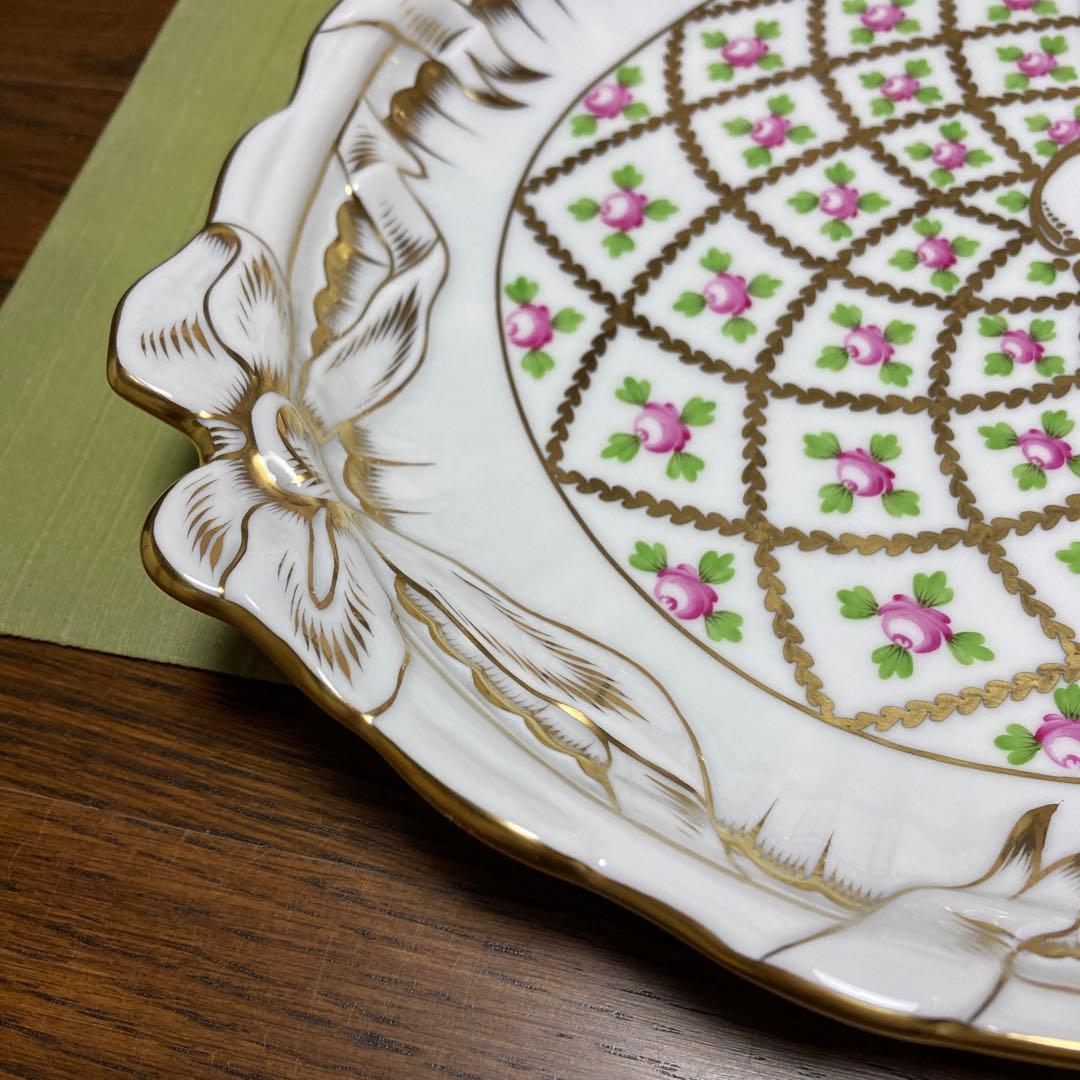 【専用】ヘレンド　セーブル風金彩小花　パーティトレイ　オーバルディッシュ