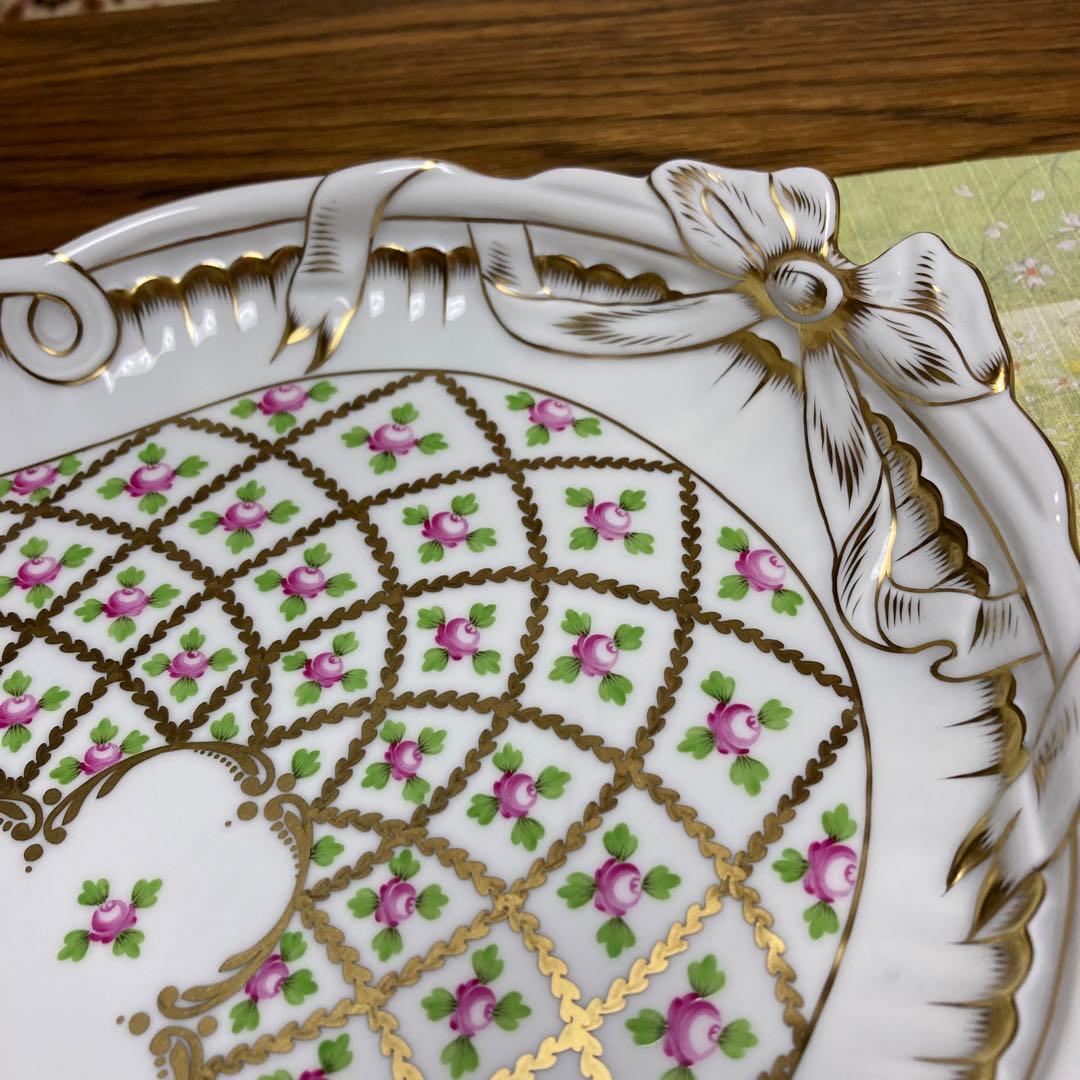 【専用】ヘレンド　セーブル風金彩小花　パーティトレイ　オーバルディッシュ