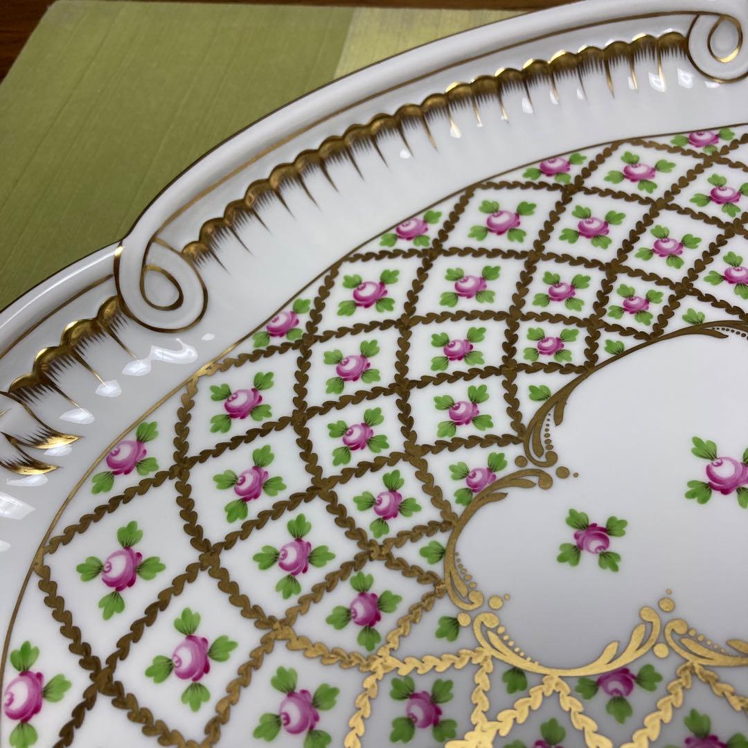 【専用】ヘレンド　セーブル風金彩小花　パーティトレイ　オーバルディッシュ