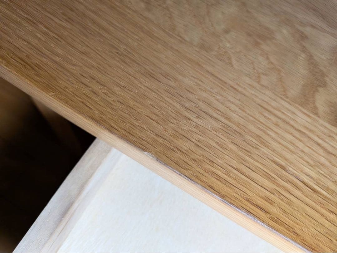 ■送料込■無印 無垢材木製ローテーブル オーク 引出し センター机デスク天然木