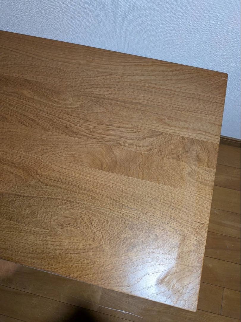 ■送料込■無印 無垢材木製ローテーブル オーク 引出し センター机デスク天然木