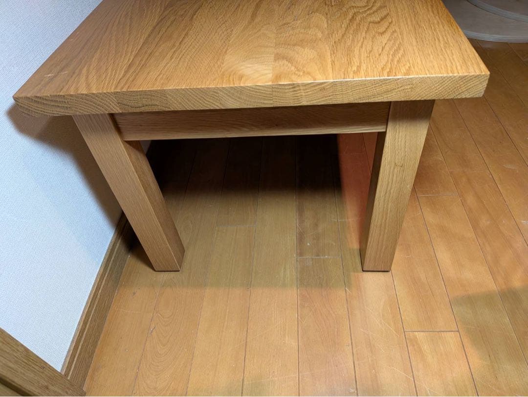 ■送料込■無印 無垢材木製ローテーブル オーク 引出し センター机デスク天然木