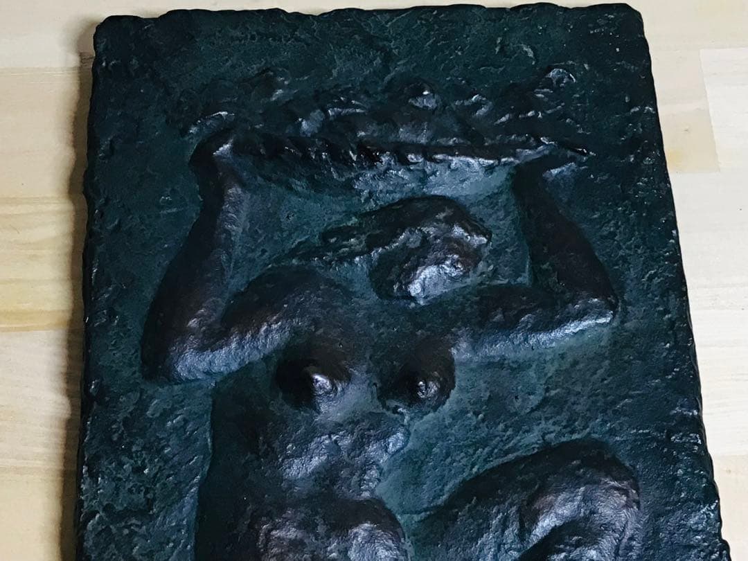 ◉真作保証品◉神戸有名具象彫刻家◉新谷英夫◉ブロンズレリーフ〓裸婦像◉額装つき◉