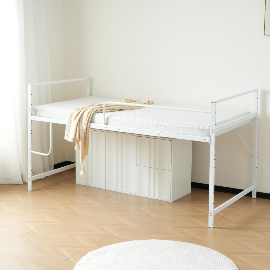 数量限定！【高さ110cm】ロフトベッド パイプベッド シングル WHITE