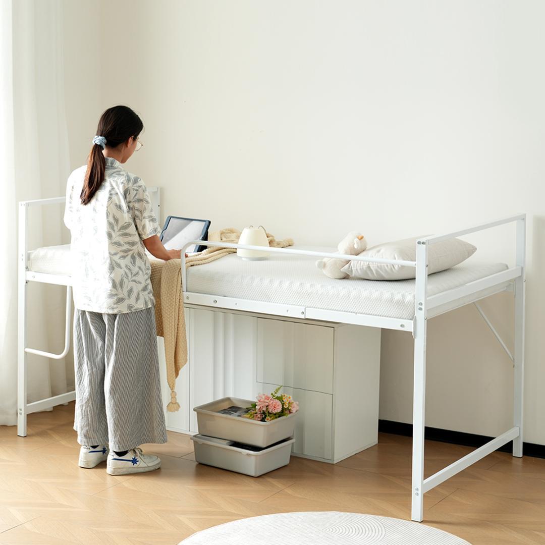 数量限定！【高さ110cm】ロフトベッド パイプベッド シングル WHITE