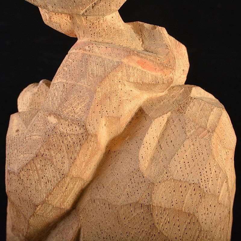 平安　野呂天潤作　木彫彩色　舞妓　置物　共箱　V　R6596