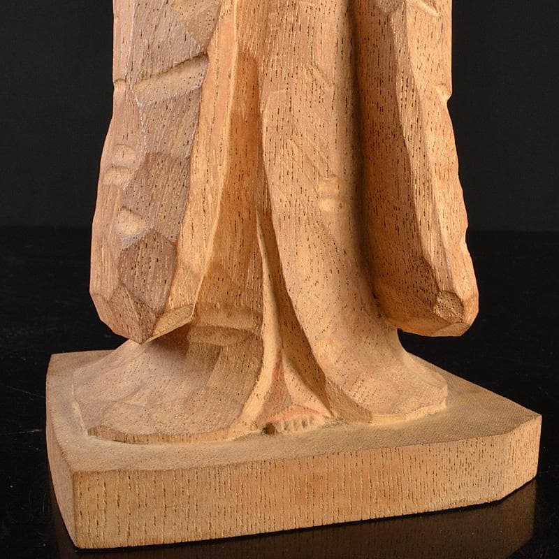 平安　野呂天潤作　木彫彩色　舞妓　置物　共箱　V　R6596