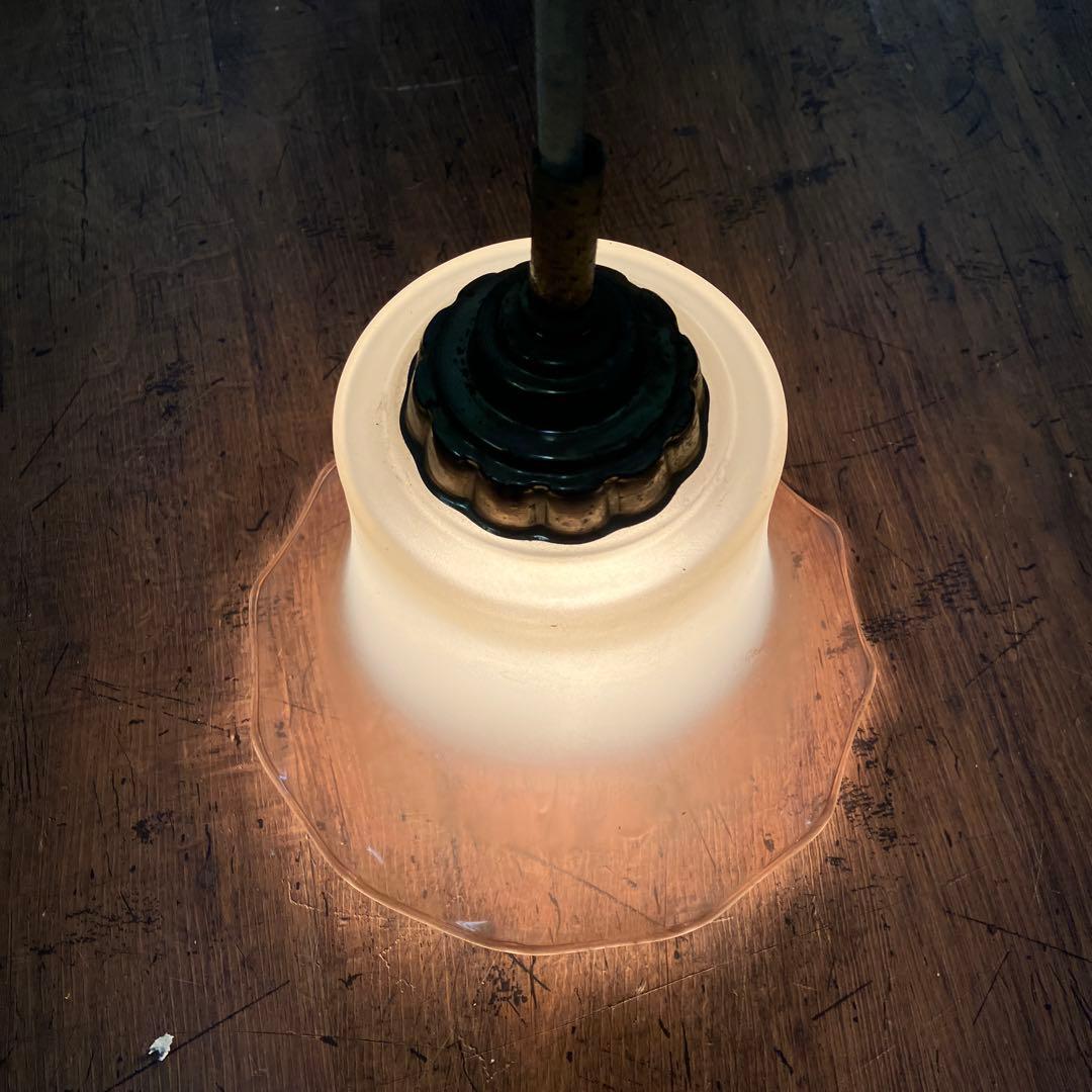 D-2 ⑦ 昭和レトロ フリル型 ガラスシェード ペンダントライト シーリング