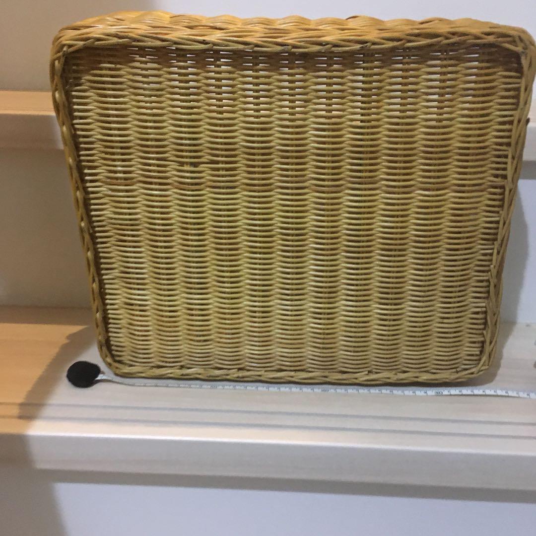 ラタン　持ち手つき　バスケット　収納　アンティーク　古道具