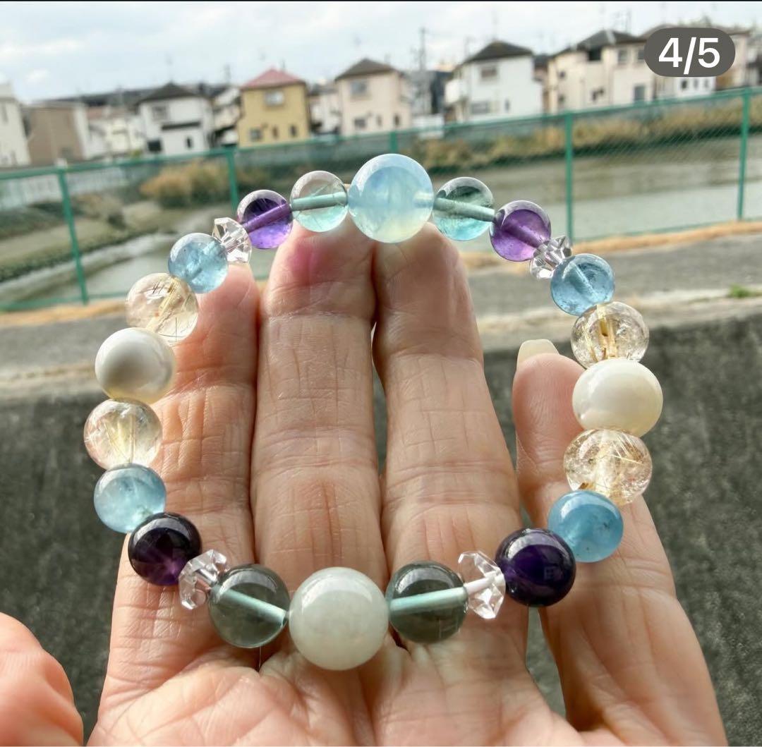 ブルー&グリーンベースの【真実の愛情＋金運】デザインブレス