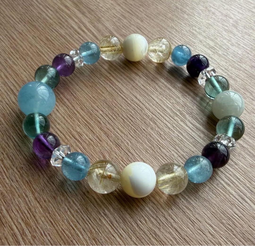 ブルー&グリーンベースの【真実の愛情＋金運】デザインブレス