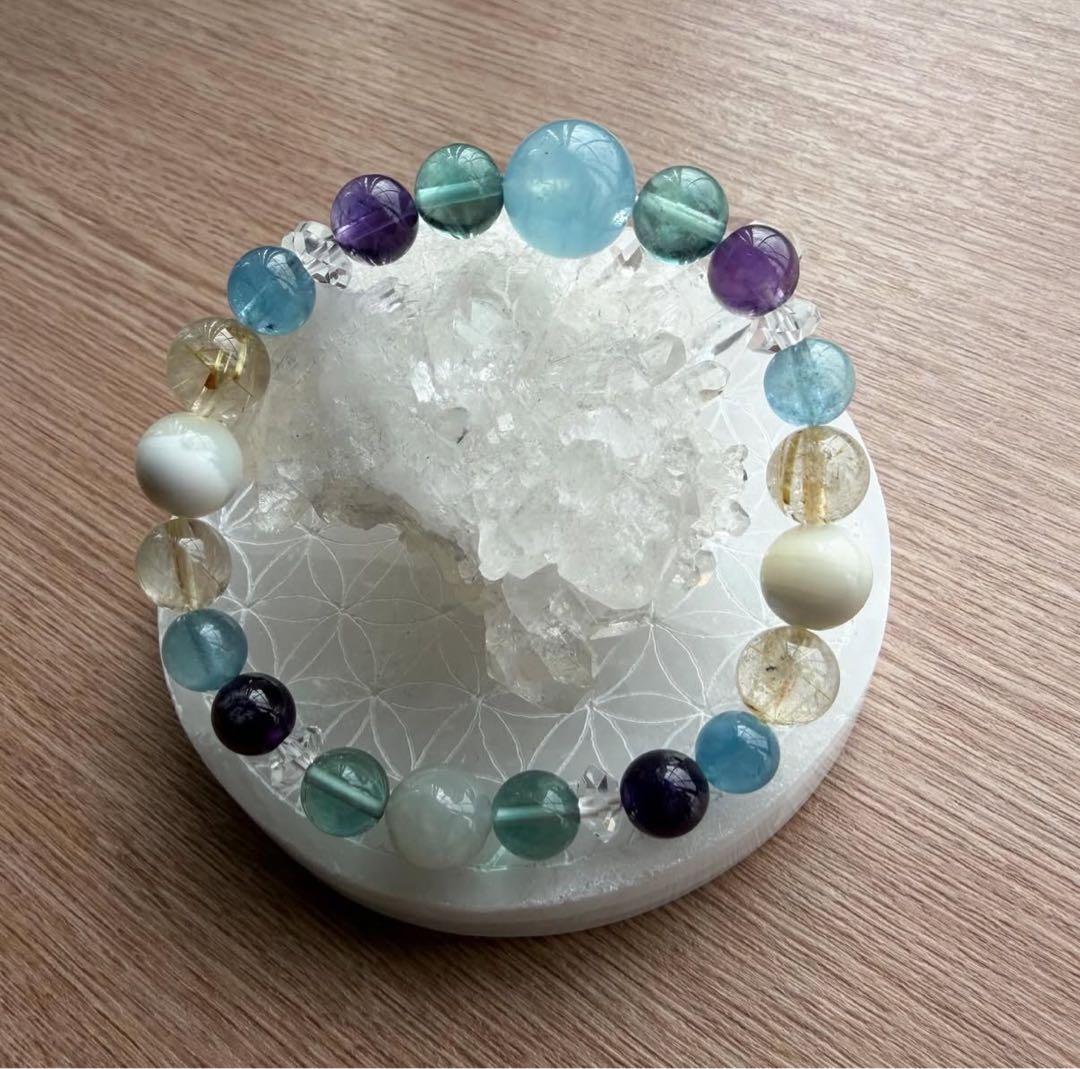 ブルー&グリーンベースの【真実の愛情＋金運】デザインブレス