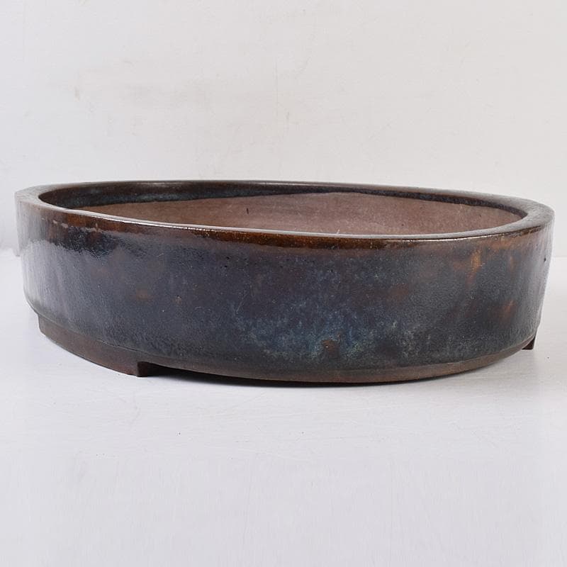 中国 清源豊國製造 紫砂 朱泥 海鼠釉 楕円盆栽鉢 植木鉢 M R8987B