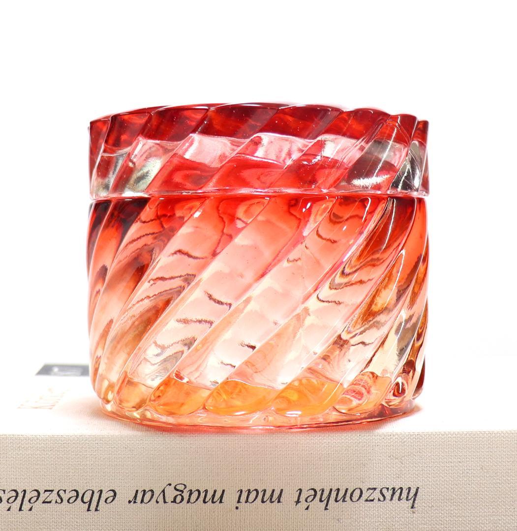 オールド・バカラ 珍品 レアサイズ バンブー ローズ 大型蓋物