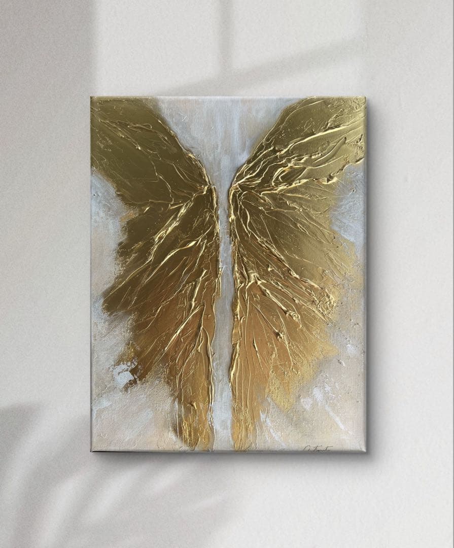 インテリア/絵画/アート/抽象画/モダン/ホテル/ホワイト/ゴールド/羽
